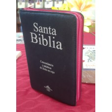 BIBLIA JEANS CONCORDANCIA NEGRA GRANDE ZIPER ROJO